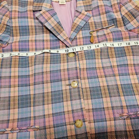 Vintage‎ Women's Doncaster Plaid Seersucker Jacket Size 12 Made in USA - Picture 3 of 9